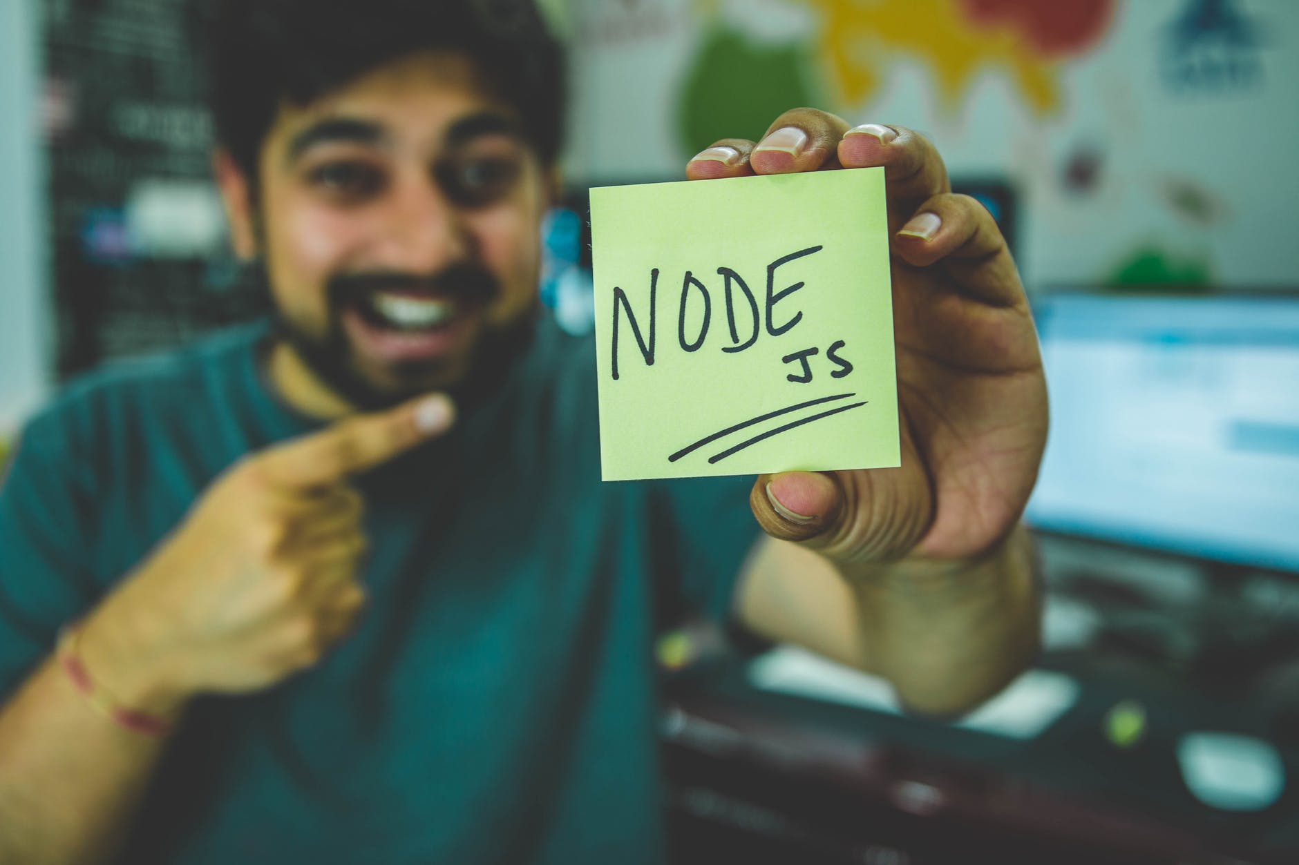 person holding node text